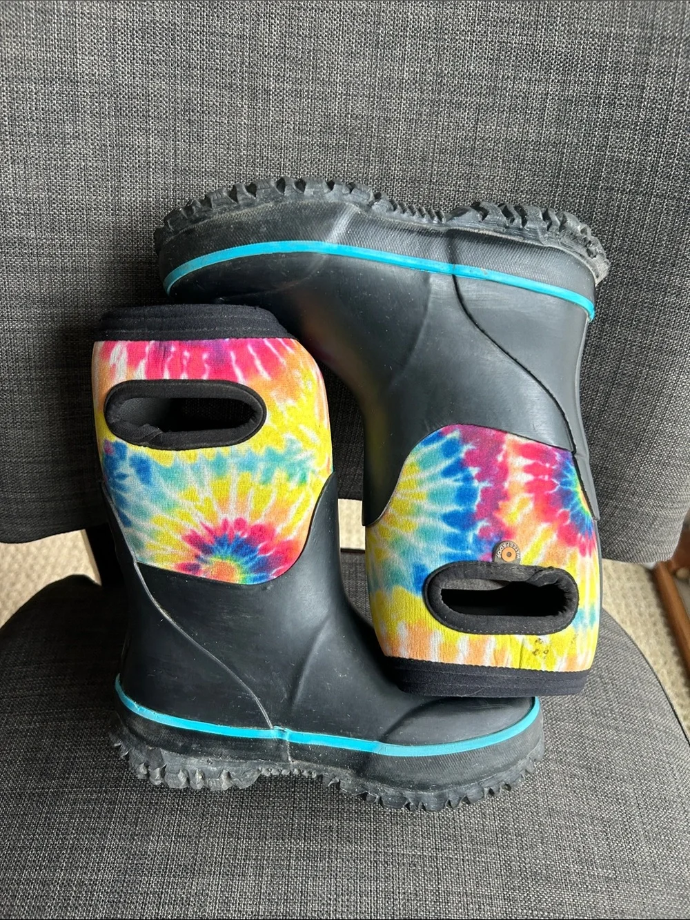 BOGS Grasp Kids Waterproof Insulated Rain Boots Size 11 Toddler Tie Dye Black